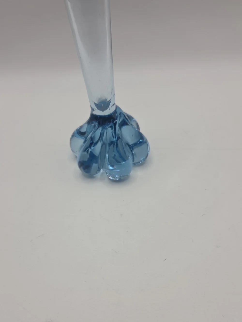 Vintage Blue Glass Bud Vase with Petaled Base